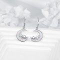 wholesale 925 Sterling Silver Moon & Cat Opal Drop Earrings for Pet Lovers-0-1