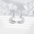 wholesale 925 Sterling Silver Moon & Cat Opal Drop Earrings for Pet Lovers-0-1
