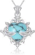 wholesale 925 Sterling Silver Heart Pendant with Turquoise Stone and Chain for Women -0-0