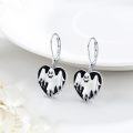 wholesale Silver Heart Ghost Leverback Drop Earrings for Women Girls Gothic  925 Sterling Silver Black Enamel Halloween Costume Accessories-0-1