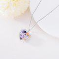 wholesale 925 Sterling Silver Purple Crystal Rose Heart Pendant Necklaces for Women's  Ideas-0-4