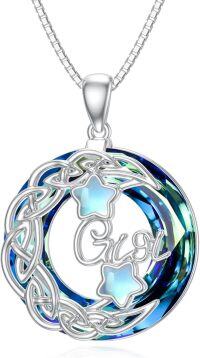 wholesale 925 Sterling Silver Blue Moonstone Celtic Knot Star Pendant Necklace for Mom and Grandma Gifts-Gigi