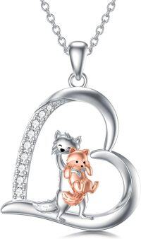 wholesale Sterling Silver Stone Cute Animal Pendant Necklace for Couples Sister Daughter Mother Birthday Gift-08-Red Panda