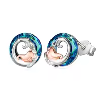 wholesale 925 Sterling Silver Blue Crystal Sea Life Stud Earrings Wholesale - Mermaid & Octopus Design-A-Mermaid