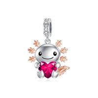 wholesale 925 Sterling Silver Cute Snowflake Charm With Pink Heart-07-Jul-Axolotl