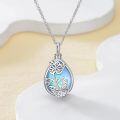 wholesale 925 Sterling Silver Blue Abalone Shell Flower Pendant Urn Keepsake Memorial Ashes Holder Necklace for Men & Women-0-2