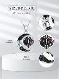 wholesale 925 Sterling Silver Gothic Black Butterfly Red Heart Moon Pendant Necklace-0-1