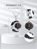 wholesale 925 Sterling Silver Gothic Black Butterfly Red Heart Moon Pendant Necklace-0-1
