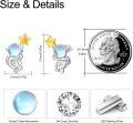 wholesale 925 Sterling Silver Moonstone Astronaut Star Stud Earrings Space Theme s for Women Girls-0-5