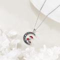 wholesale 925 Sterling Silver Red Enamel Mushroom Moon Pendant Necklace for Women-0-2