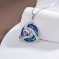 TOUPOP Sterling Silver & Crystal Celtic Trinity Knot Birthstone Necklace-0-3