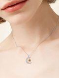 wholesale Sterling Silver Moon Star Necklace Celestial Pendant for Women-0-3