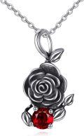 wholesale 925 Sterling Silver Gothic Black Rose Necklace – Hypoallergenic, Nickel-Free, Lead-Free, Cadmium-Free – 0.47x0.92 Inch Pendant, 18+2 Inch Chain – Elegant Gift Box – 30-Day Returns-0-0