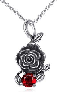 wholesale 925 Sterling Silver Gothic Black Rose Necklace – Hypoallergenic, Nickel-Free, Lead-Free, Cadmium-Free – 0.47x0.92 Inch Pendant, 18+2 Inch Chain – Elegant Gift Box – 30-Day Returns-Gothic rose