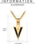 wholesale Gold 925 Sterling Silver Viking Arrowhead Pendant Necklace for Men with Black Enamel and Norse Knot Design-0-5