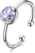 wholesale 925 Sterling Silver & Austrian Crystal June Birthstone Ring – Adjustable, 14K White Gold Plated, Hypoallergenic, Gift for Women-0-0