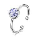 wholesale 925 Sterling Silver C Shaped Ring With Clear Round Crystal-0-0
