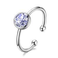 wholesale 925 Sterling Silver C Shaped Ring With Clear Round Crystal-6-June
