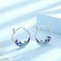 wholesale S925 Sterling Silver Ocean Wave Huggie Hoop Earrings with Blue Enamel and Yellow Stone Hypoallergenic Beach Jewelry for Women-0-1