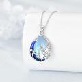 wholesale 925 Sterling Silver Blue Opal Mermaid Pendant Necklace for Women Ocean Wave Starfish  48 Chain Length-0-2
