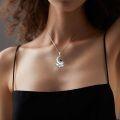 wholesale 925 Sterling Silver Crescent Moon with Astronaut and Stars Pendant Necklace for Women & Men-0-1