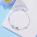TOUPOP Sterling Silver Blue Opal Butterfly Infinity Bracelet Adjustable Gift-0-2