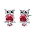 TOUPOP Sterling Silver Ruby Owl Stud Earrings For Women-0-0