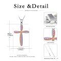 wholesale 925 Sterling Silver Cross Pendant Necklace With Red Crystal White Gold Plated-0-1