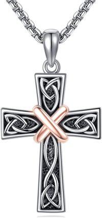 wholesale Sterling Silver Celtic Cross Necklace for Men Women-Rose Gold Cross