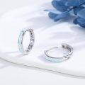 wholesale 925 Sterling Silver White Opal Hoop Earrings for Women, 15mm Hypoallergenic Nickel-Free October Birthstone Jewelry Gift-0-1