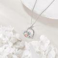 wholesale 925 Sterling Silver Love You Forever Dinosaur Heart Pendant Necklace Gifts for Women-0-3