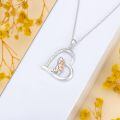 wholesale 925 Sterling Silver Mom Heart Shape Animal Pendant Necklaces for Women Girls Family Love Gift-0-112