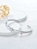 wholesale 925 Sterling Silver Infinity Knot Bar Bangle with Cubic Zirconia - Elegant  for Women-0-3