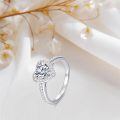 TOUPOP Sterling Silver Moissanite Heart Halo Engagement Ring-0-6