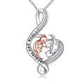 wholesale 925 Sterling Silver Heart-Shaped Cat and Dog Pendant Necklace with Cubic Zirconia Stones - Valentine's Day Gifts for Her-0-0