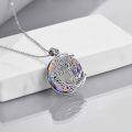 wholesale 925 Sterling Silver Celtic Tree Of Life Crescent Moon Rainbow Crystal Pendant Necklace-0-3