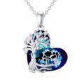TOUPOP Sterling Silver Blue Crystal Tree Of Life Cow Necklace Jewelry Gifts-0-0