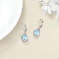 wholesale 925 Sterling Silver Blue Rainbow Moonstone Drop Earrings with Swirl Design for Women-0-3