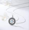 wholesale 925 Sterling Silver Blue Opal Moonstone Celtic Compass Pendant Necklace for Women Girls s-0-2
