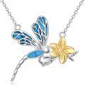 wholesale 925 Sterling Silver Dragonfly & Flower Pendant Necklace - Cute Animal s for Mom and Daughter on Mothers' Day or Birthdays-0-0