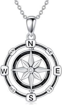 wholesale TOUPOP Gifts For Her Compass Necklace Sterling Silver Rotatable Necklace Graduation Friendship Talisman Travel Necklace Inspirational Graduation Gift Jewelry Gifts For Women Wife -undefined