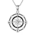 TOUPOP Sterling Silver Rotatable Compass Necklace Inspirational Gift-0-0