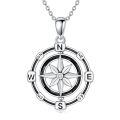 TOUPOP Sterling Silver Rotatable Compass Necklace Inspirational Gift-0-0