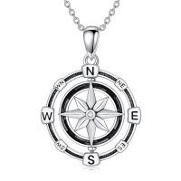 TOUPOP Sterling Silver Rotatable Compass Necklace Inspirational Gift-undefined