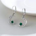 wholesale 925 Sterling Silver Green Moss Agate Crescent Moon Drop Earrings for Women - Hypoallergenic  Set-0-1