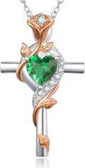 wholesale Sterling Silver Rose Cross Pendant Necklace for Women-0-30