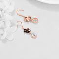 wholesale Rose Gold 925 Sterling Silver Black Flower Drop Earrings with Cubic Zirconia for Women Girls Gift Set-0-2