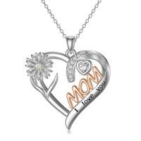 TOUPOP 925 Sterling Silver Mom Birthflower Necklace For Women-undefined