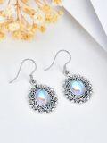 wholesale 925 Sterling Silver Blue Moonstone Leverback Dangle Drop Earrings for Women-0-4