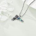 wholesale 925 Sterling Silver Rose & Gun Design Punk Style Pendant Necklaces with Abalone Shell Inlay for Women and Men-0-3